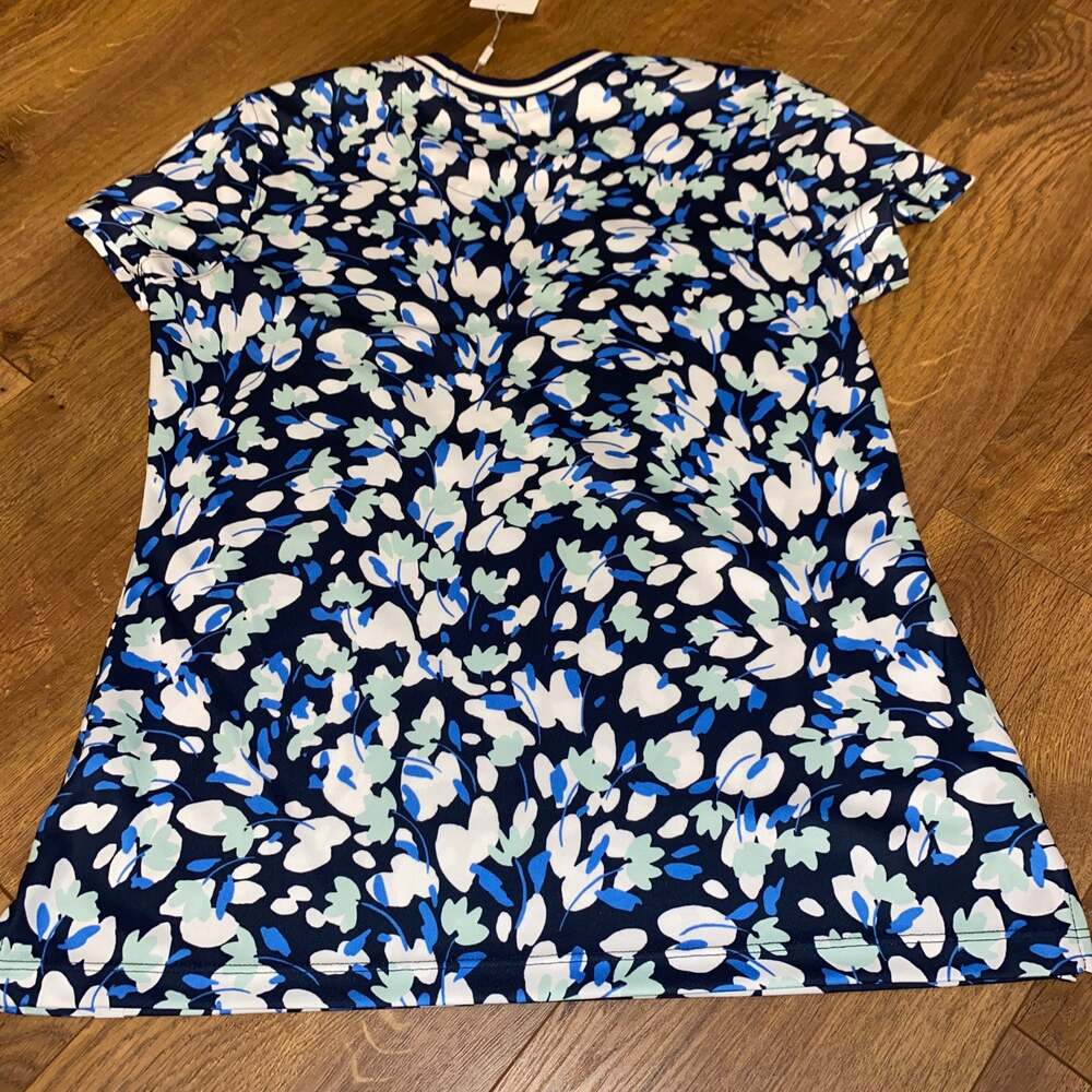 Lady Hagen‎ NEW Womens Off to the Races Crew Fashion Shirt Ditsy Duds Navy Small - Picture 3 of 3